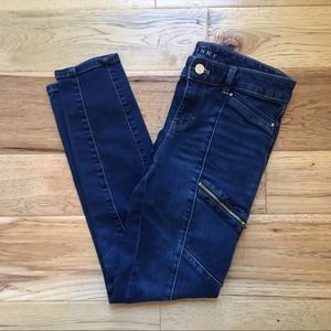 White House Black Market Zipper Skinny Ankle Moto Jeans size 2